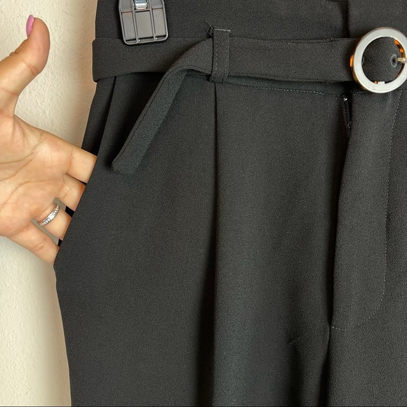 NWT Gibbon Latimer Black High Waist Self belted career pants Size 6 - Picture 6 of 13